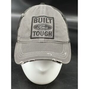 Ford Built Tough Hat Distressed Gray And Black Truck Auto Cap